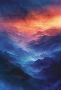 Mystical Mountain Landscape Modern Artistic Poster PosterGoat