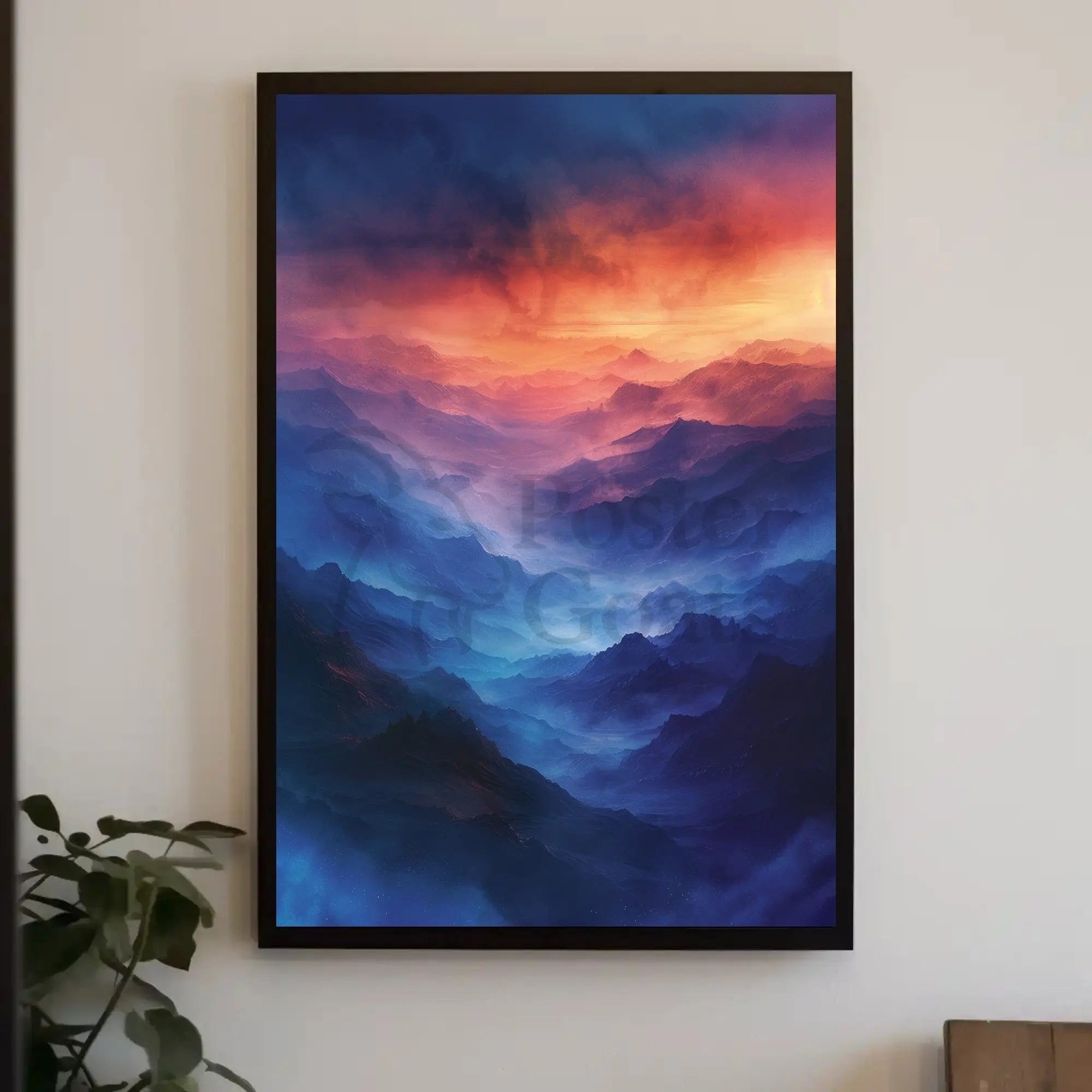 Mystical Mountain Landscape Modern Artistic Poster PosterGoat