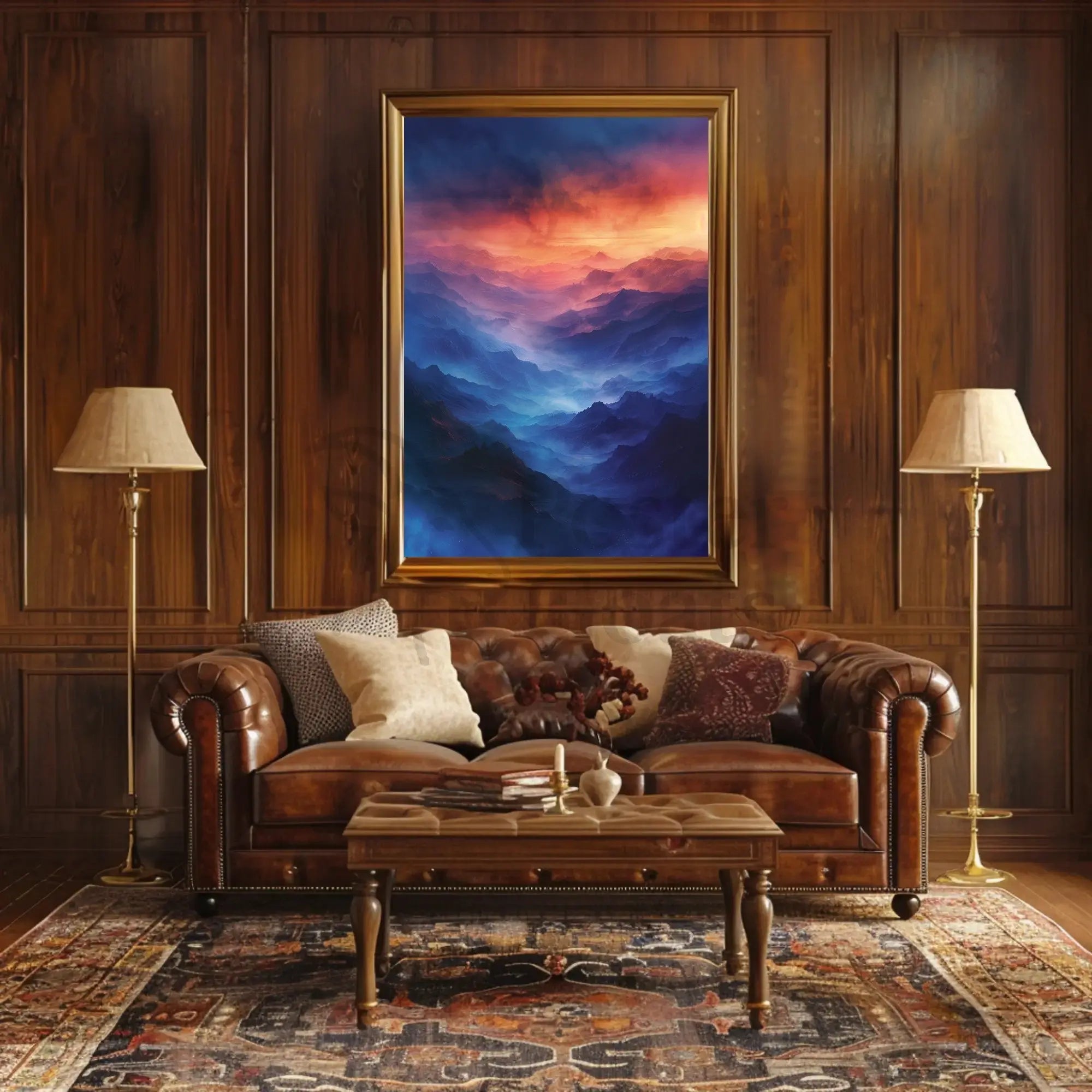 Mystical Mountain Landscape Modern Artistic Poster PosterGoat
