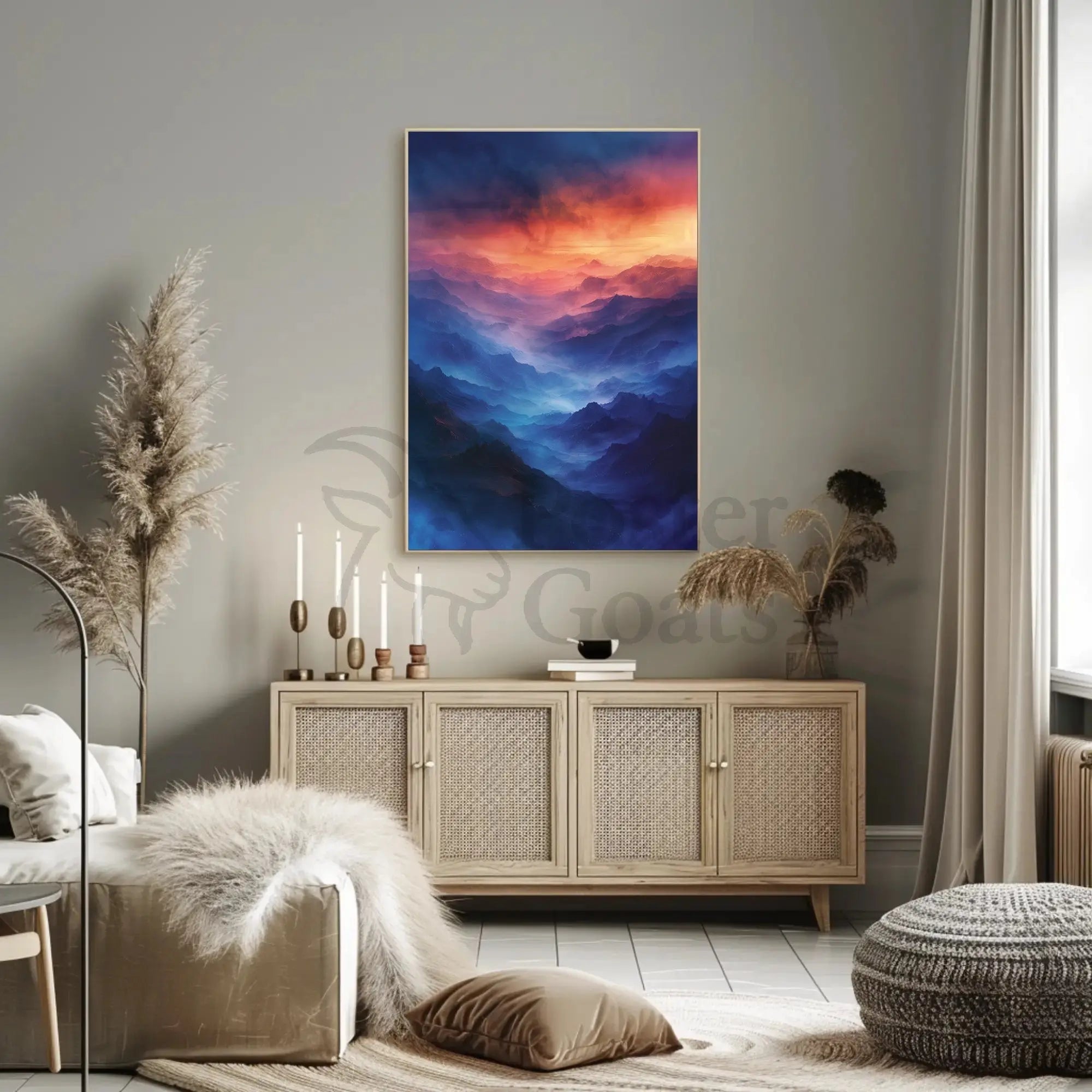 Mystical Mountain Landscape Modern Artistic Poster PosterGoat