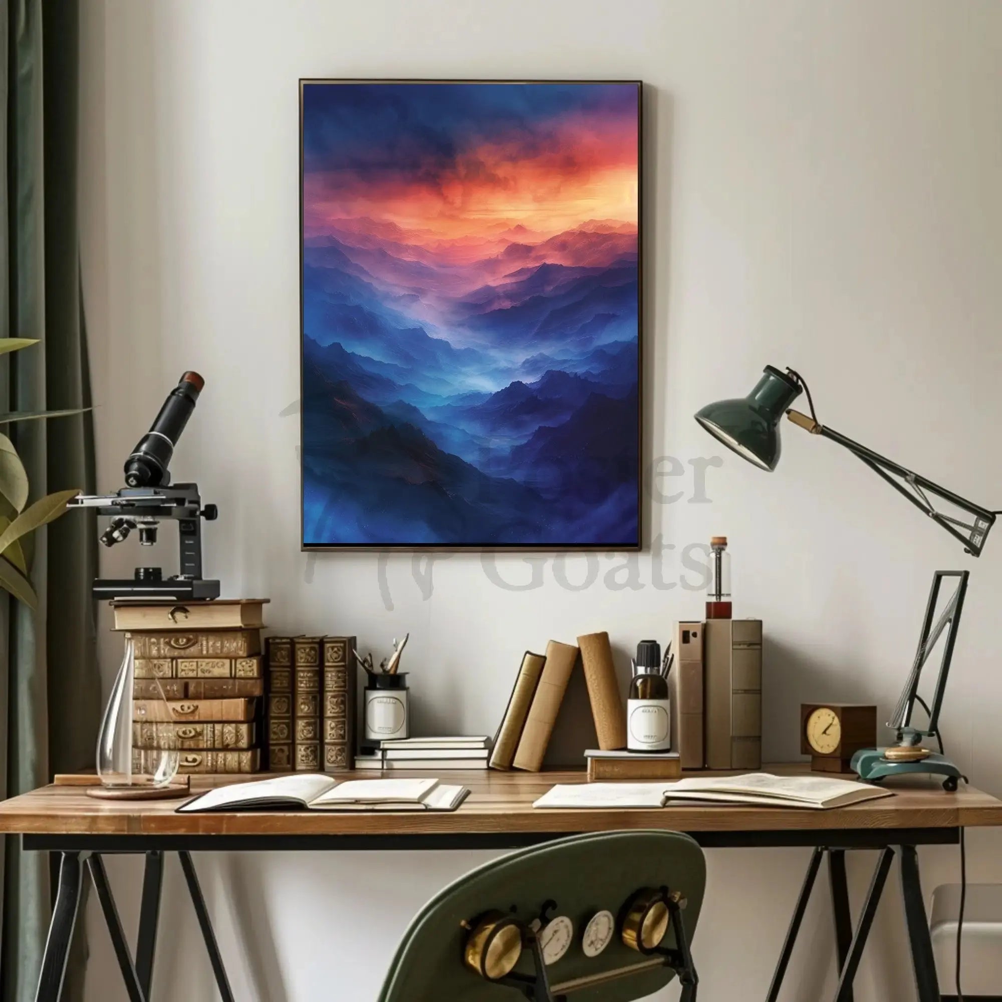 Mystical Mountain Landscape Modern Artistic Poster PosterGoat