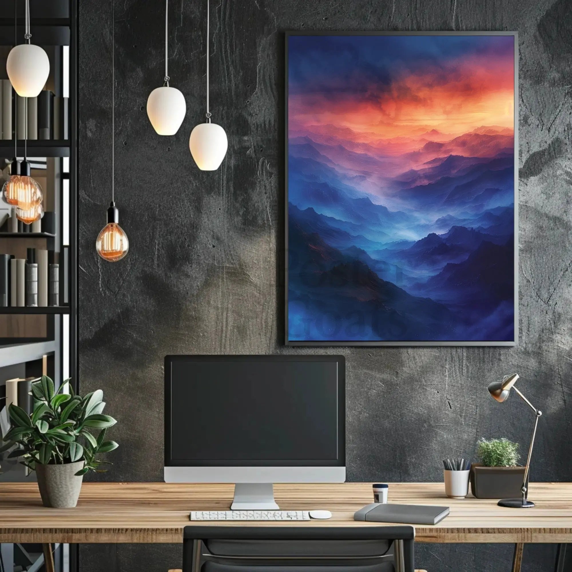 Mystical Mountain Landscape Modern Artistic Poster PosterGoat