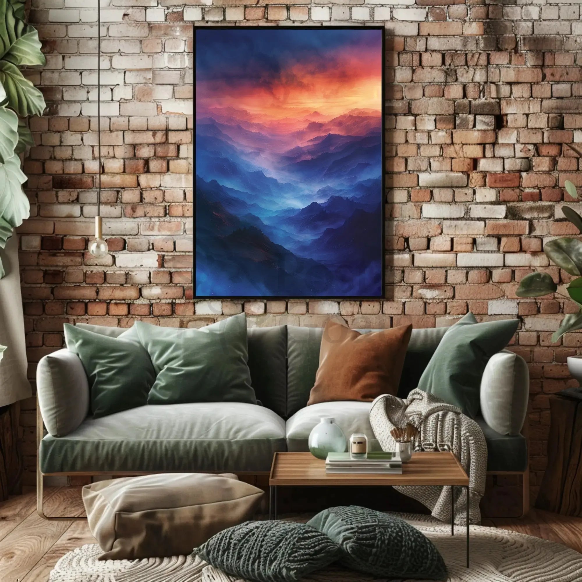 Mystical Mountain Landscape Modern Artistic Poster PosterGoat