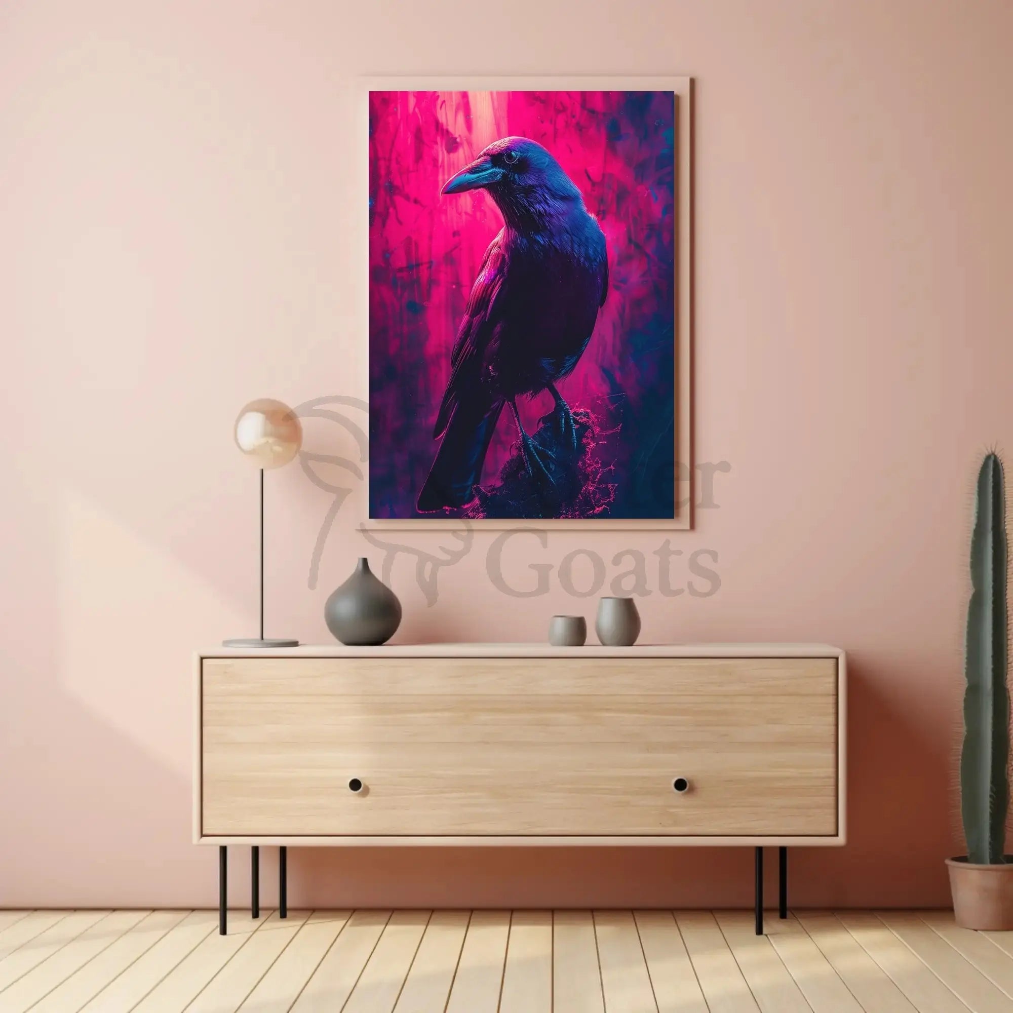 Mystical Neon Crow Animal Art Poster PosterGoat