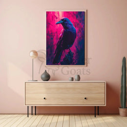 Mystical Neon Crow Animal Art Poster PosterGoat