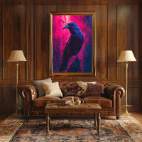 Mystical Neon Crow Animal Art Poster PosterGoat