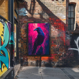Mystical Neon Crow Animal Art Poster PosterGoat