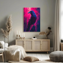 Mystical Neon Crow Animal Art Poster PosterGoat