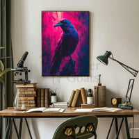 Mystical Neon Crow Animal Art Poster PosterGoat