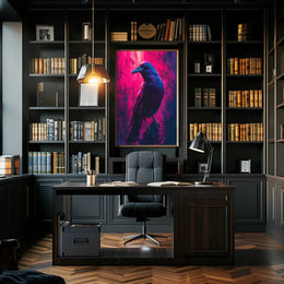 Mystical Neon Crow Animal Art Poster PosterGoat