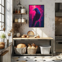 Mystical Neon Crow Animal Art Poster PosterGoat