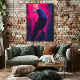 Mystical Neon Crow Animal Art Poster PosterGoat