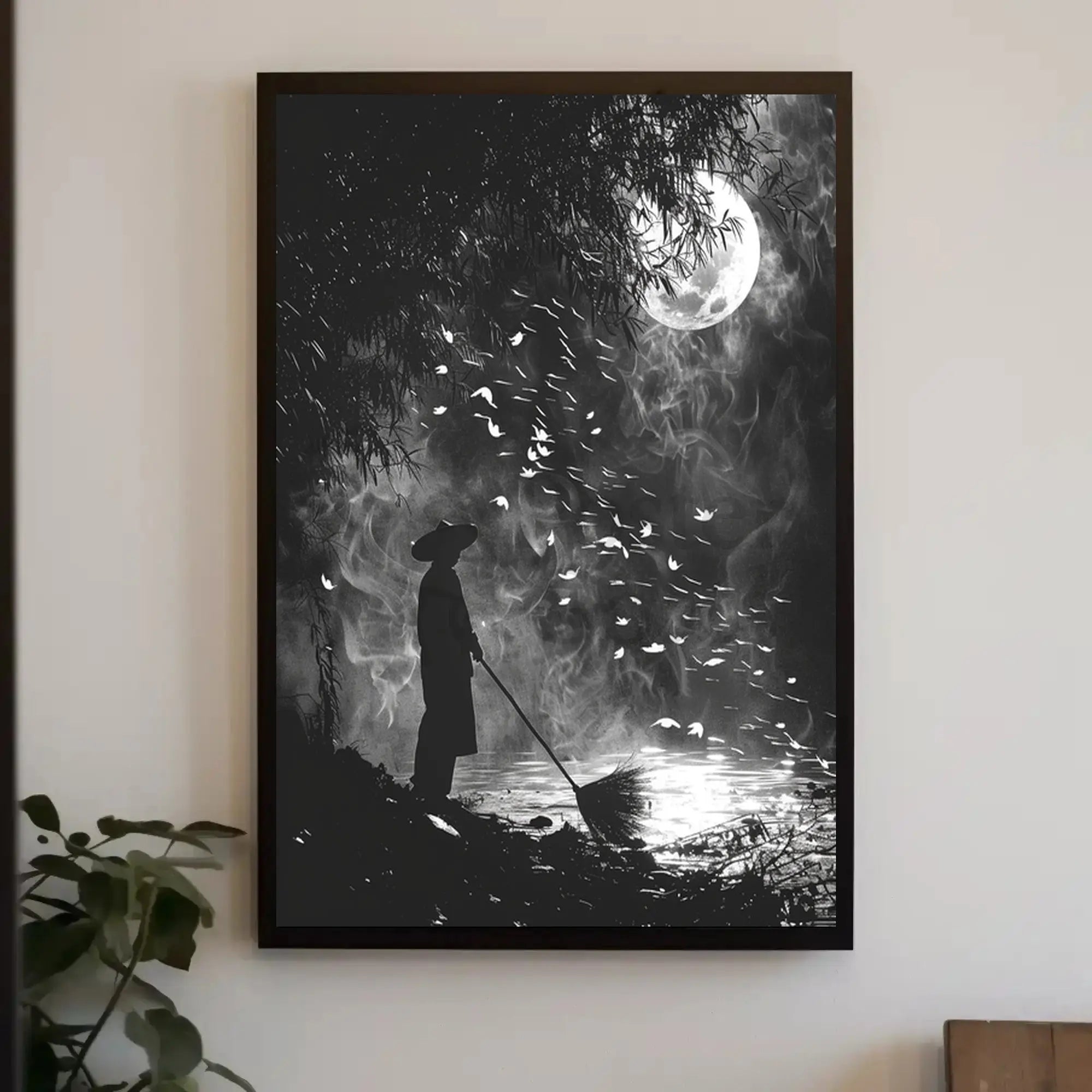 Mystical Nighttime Reflection Artistic Poster PosterGoat