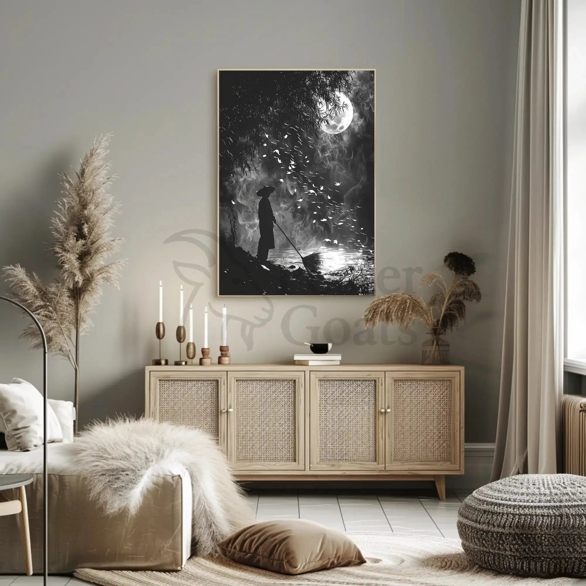 Mystical Nighttime Reflection Artistic Poster PosterGoat