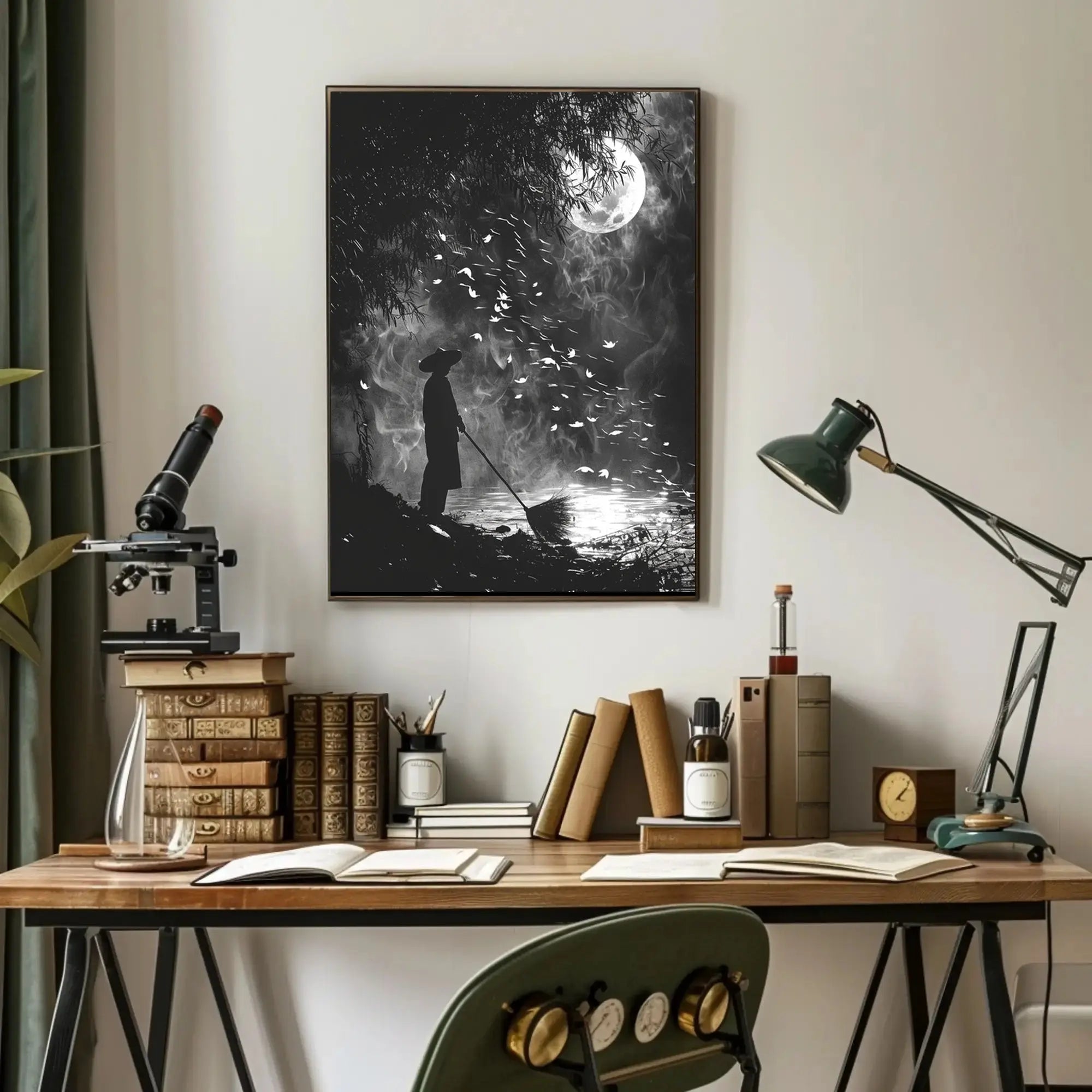 Mystical Nighttime Reflection Artistic Poster PosterGoat