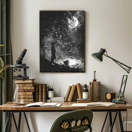 Mystical Nighttime Reflection Artistic Poster PosterGoat