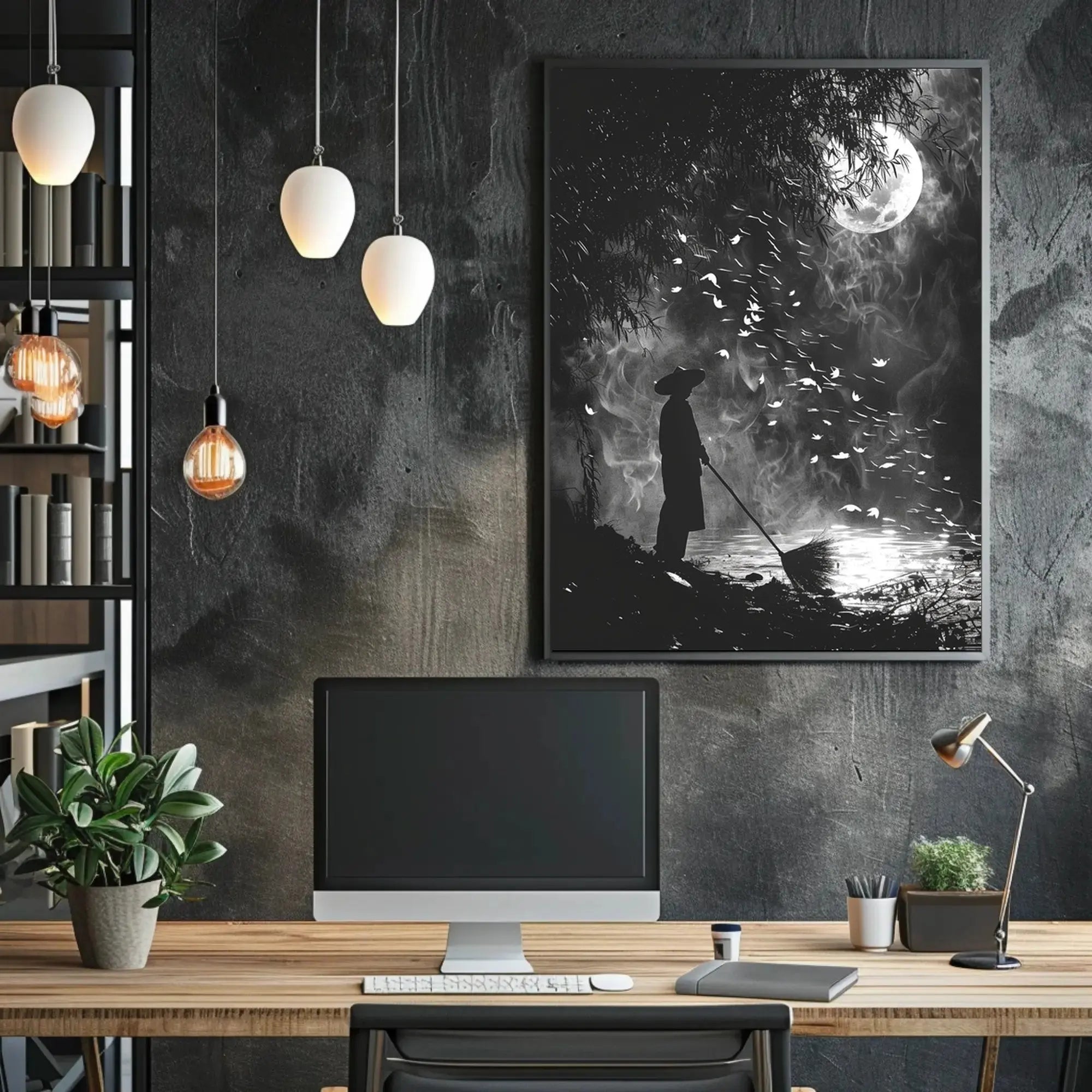 Mystical Nighttime Reflection Artistic Poster PosterGoat