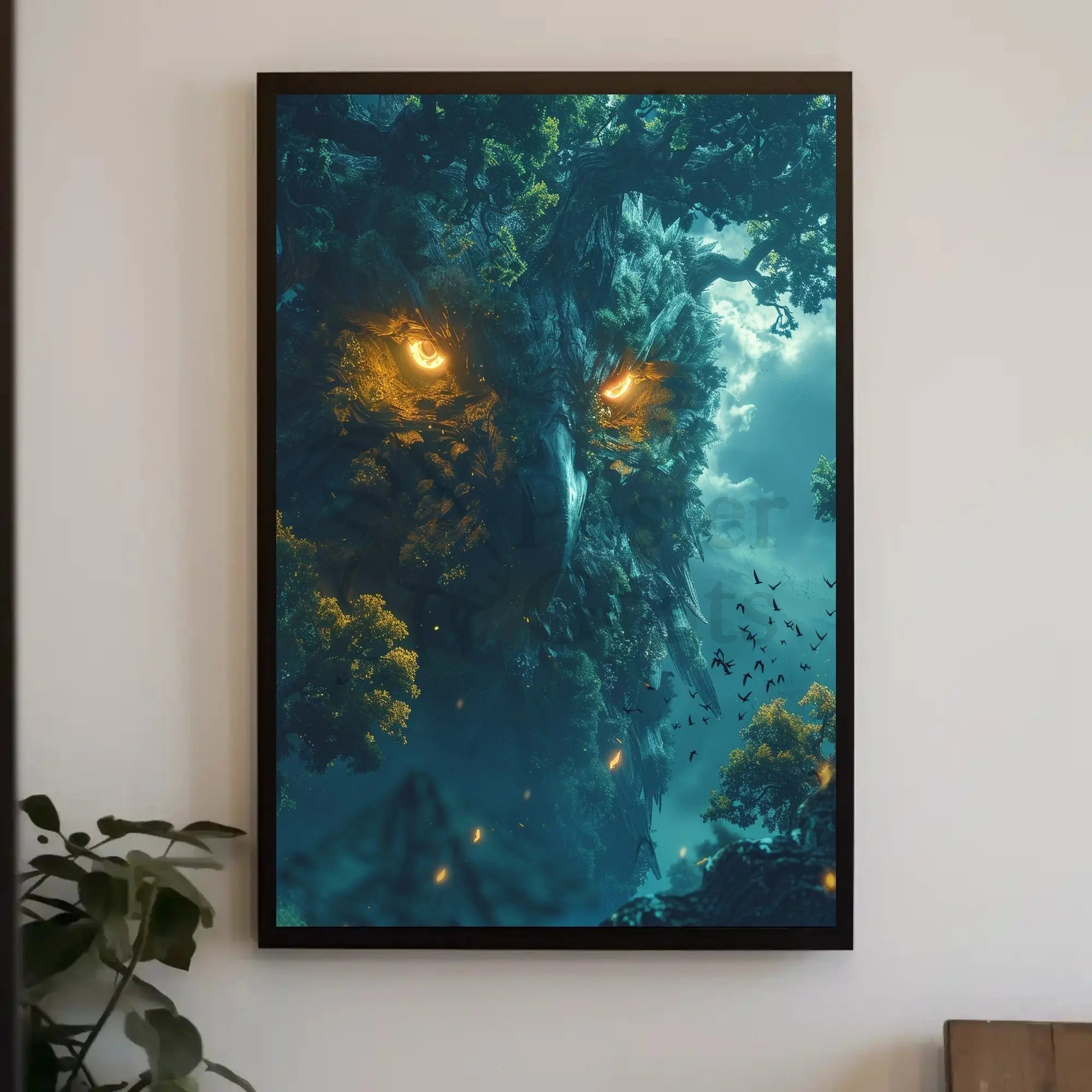 Mystical Owl Forest Guardian Fantasy Art Poster PosterGoat