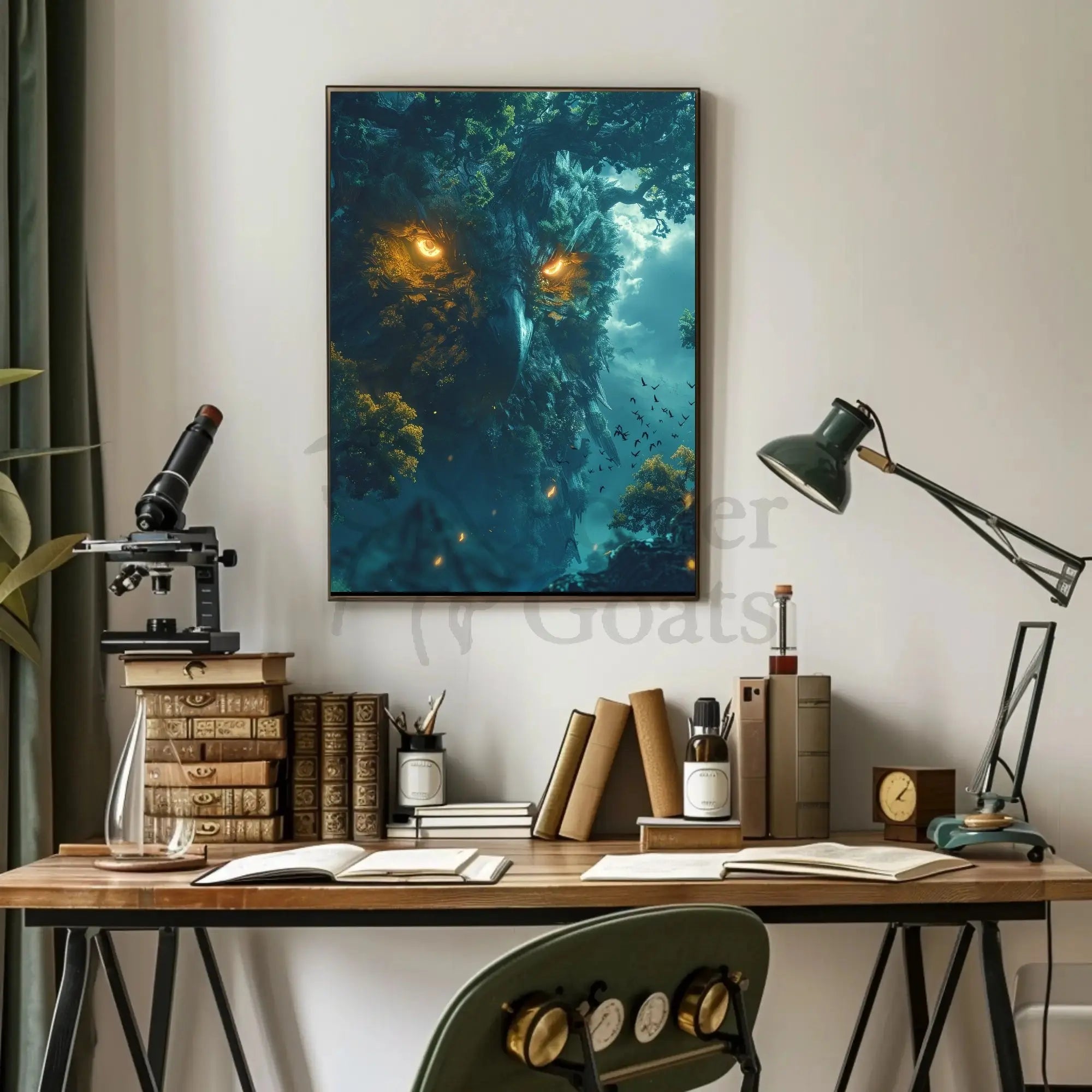 Mystical Owl Forest Guardian Fantasy Art Poster PosterGoat