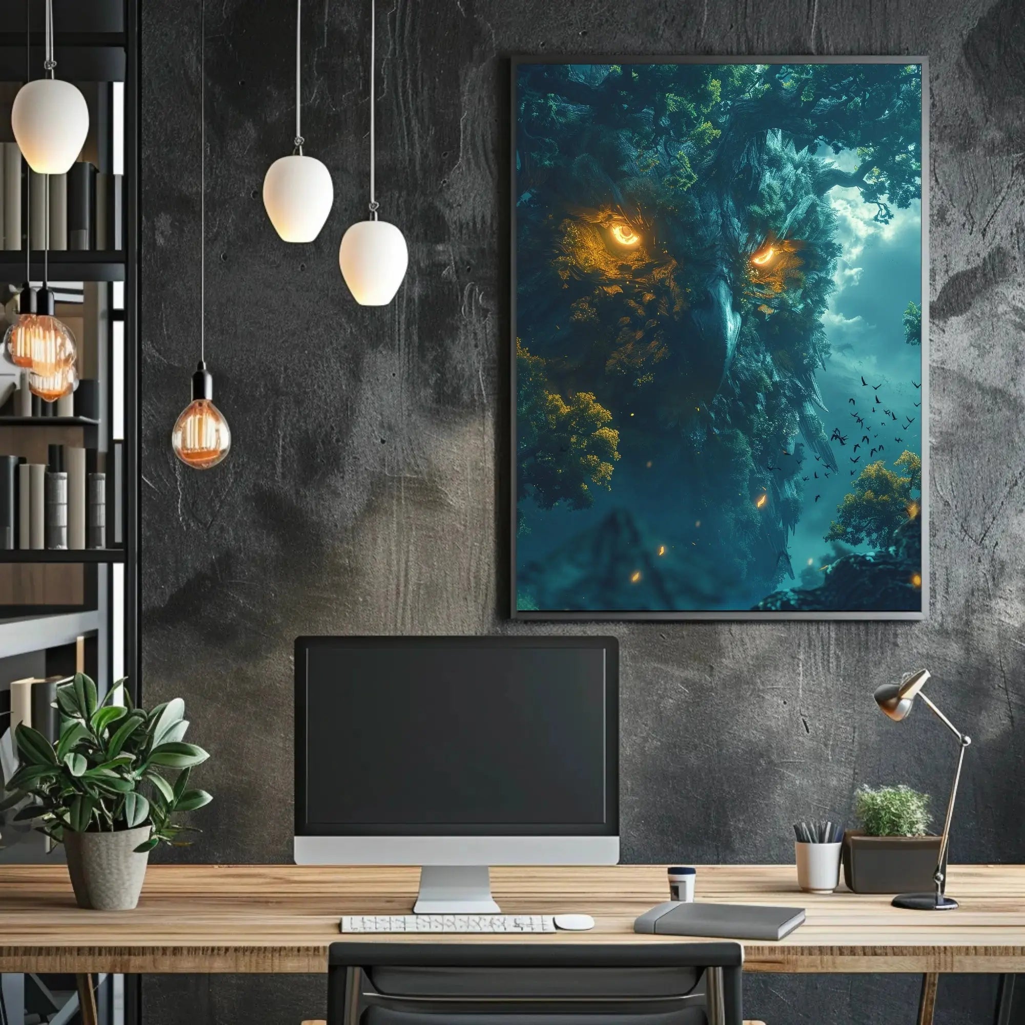 Mystical Owl Forest Guardian Fantasy Art Poster PosterGoat