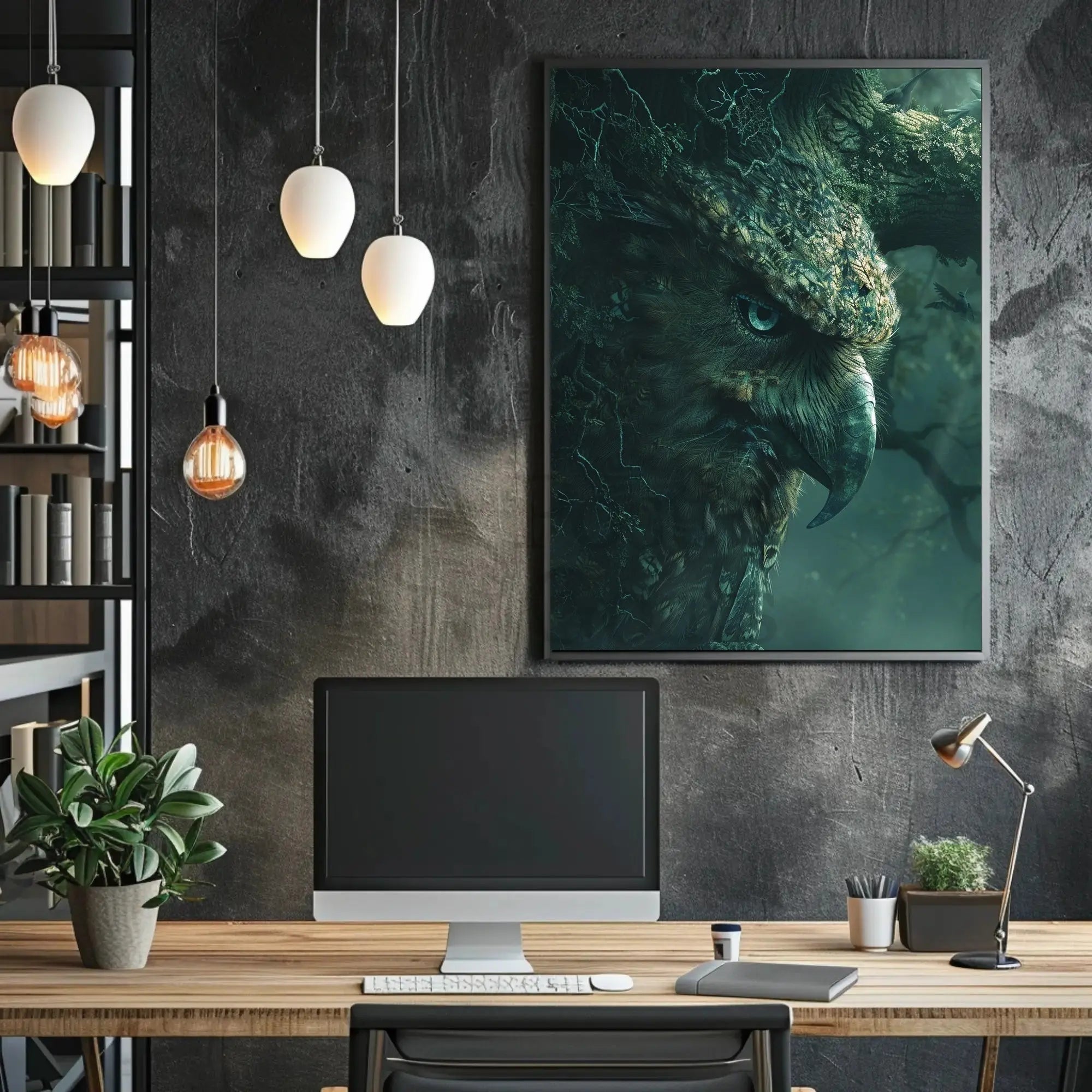 Mystical Owl Forest Scene: Artistic Animal Poster PosterGoat