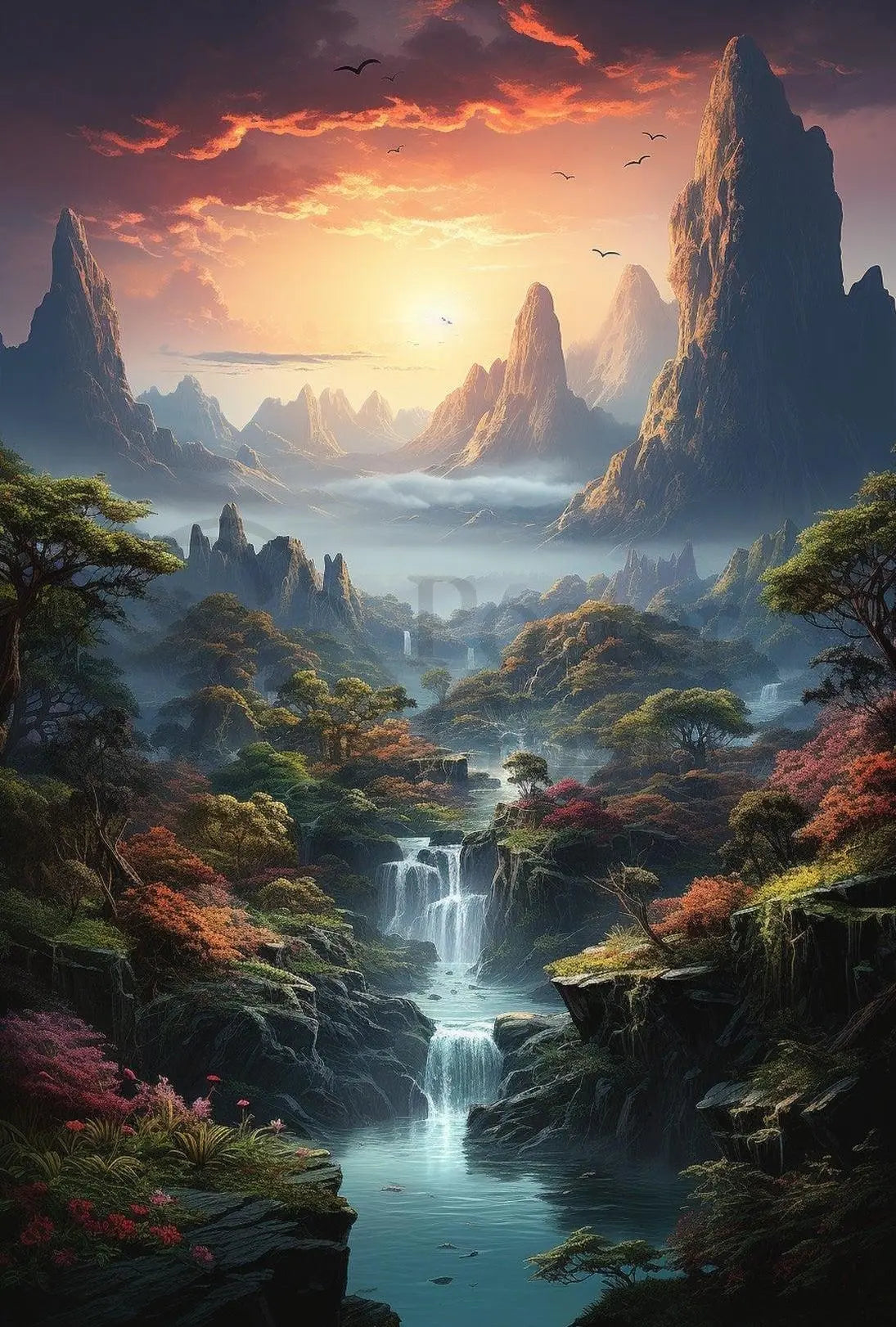 Mystical Realm Fantasy Landscape Artistic Poster PosterGoat