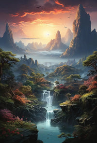 Mystical Realm Fantasy Landscape Artistic Poster PosterGoat