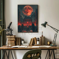Mystical Ritual Under Fiery Moon Fantasy Poster PosterGoat
