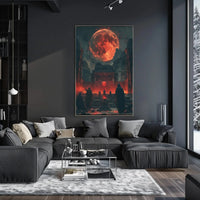 Mystical Ritual Under Fiery Moon Fantasy Poster PosterGoat