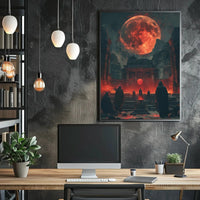 Mystical Ritual Under Fiery Moon Fantasy Poster PosterGoat