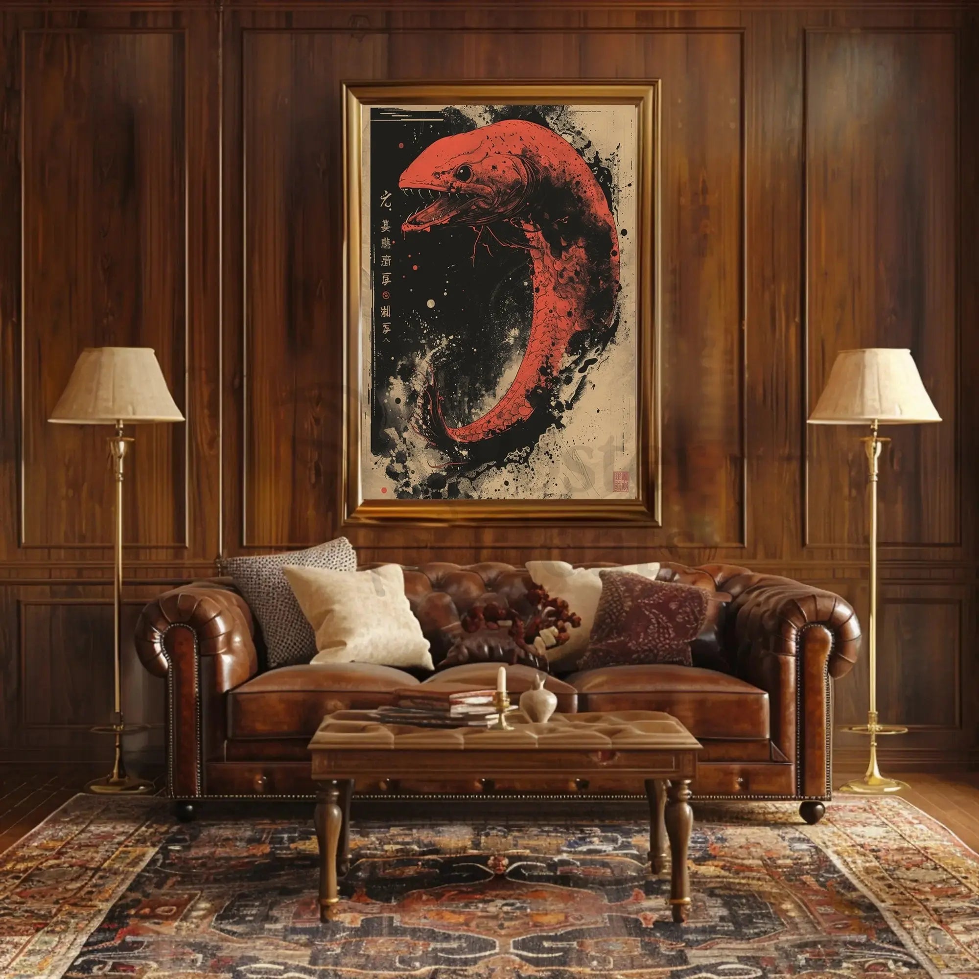 Mystical Serpent Chaos Ink Art Cultural Poster PosterGoat