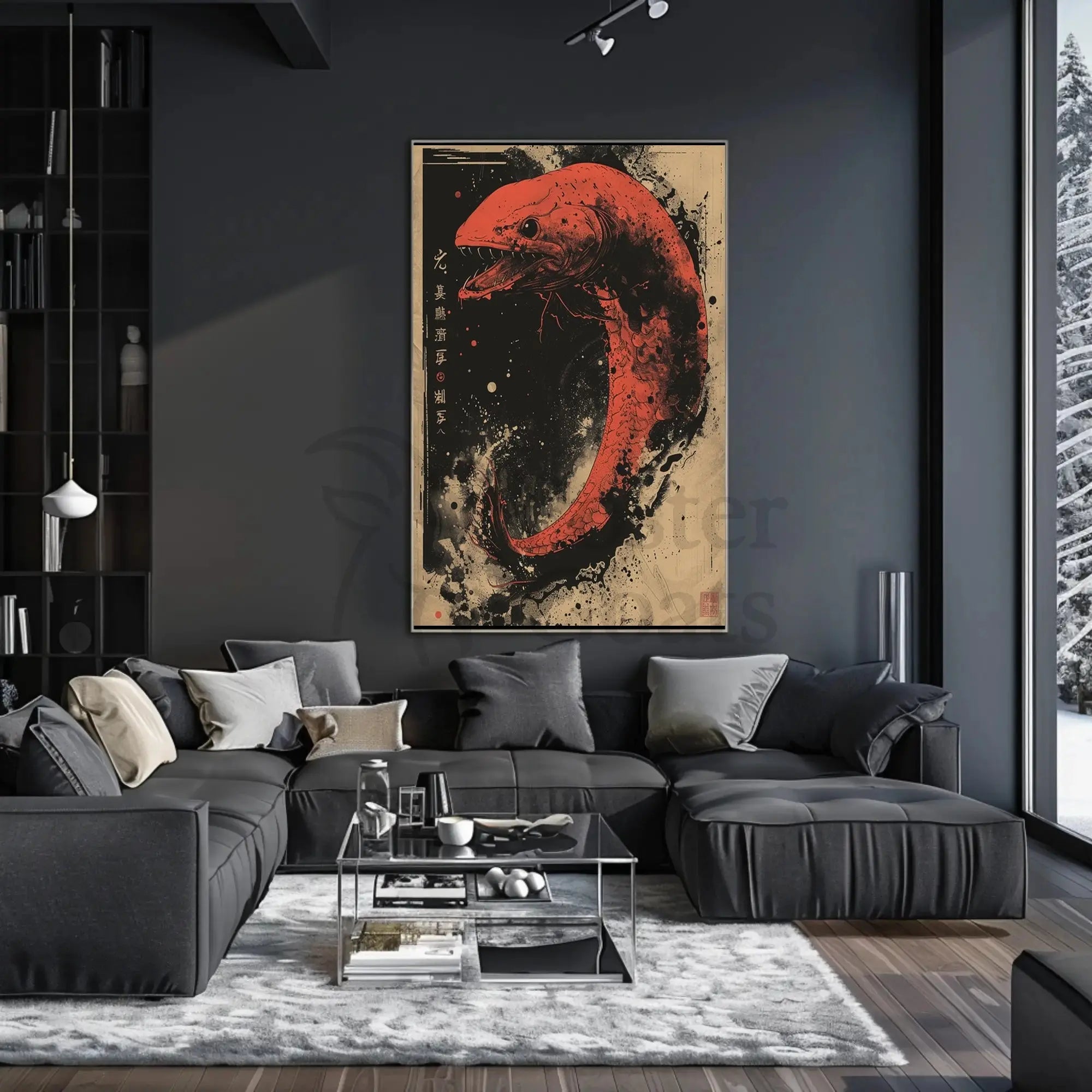 Mystical Serpent Chaos Ink Art Cultural Poster PosterGoat