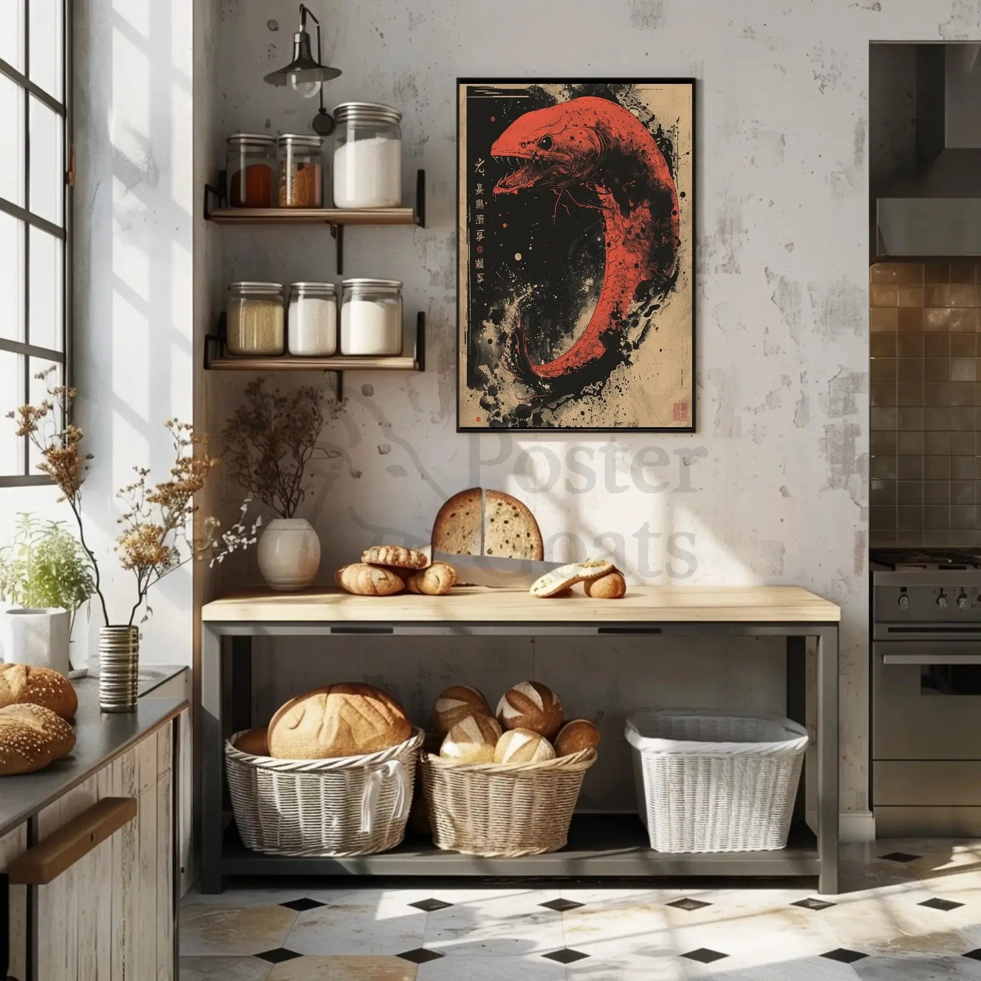 Mystical Serpent Chaos Ink Art Cultural Poster PosterGoat