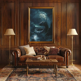 Mystical Serpent Under Moon Art Poster PosterGoat