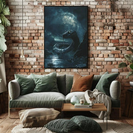 Mystical Serpent Under Moon Art Poster PosterGoat
