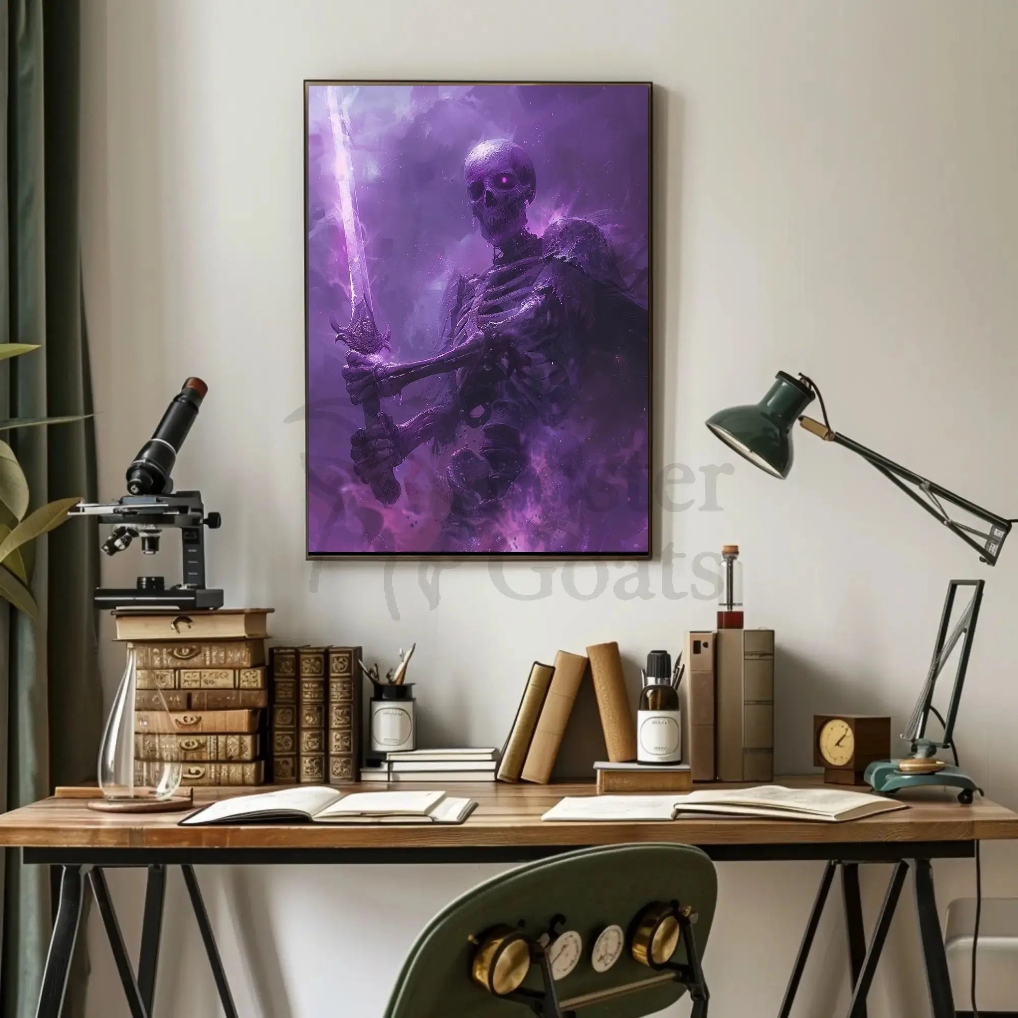 Mystical Skeleton Warrior Fantasy Art Poster PosterGoat