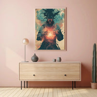 Mystical Sorcerer with Glowing Orb Fantasy Art Poster PosterGoat