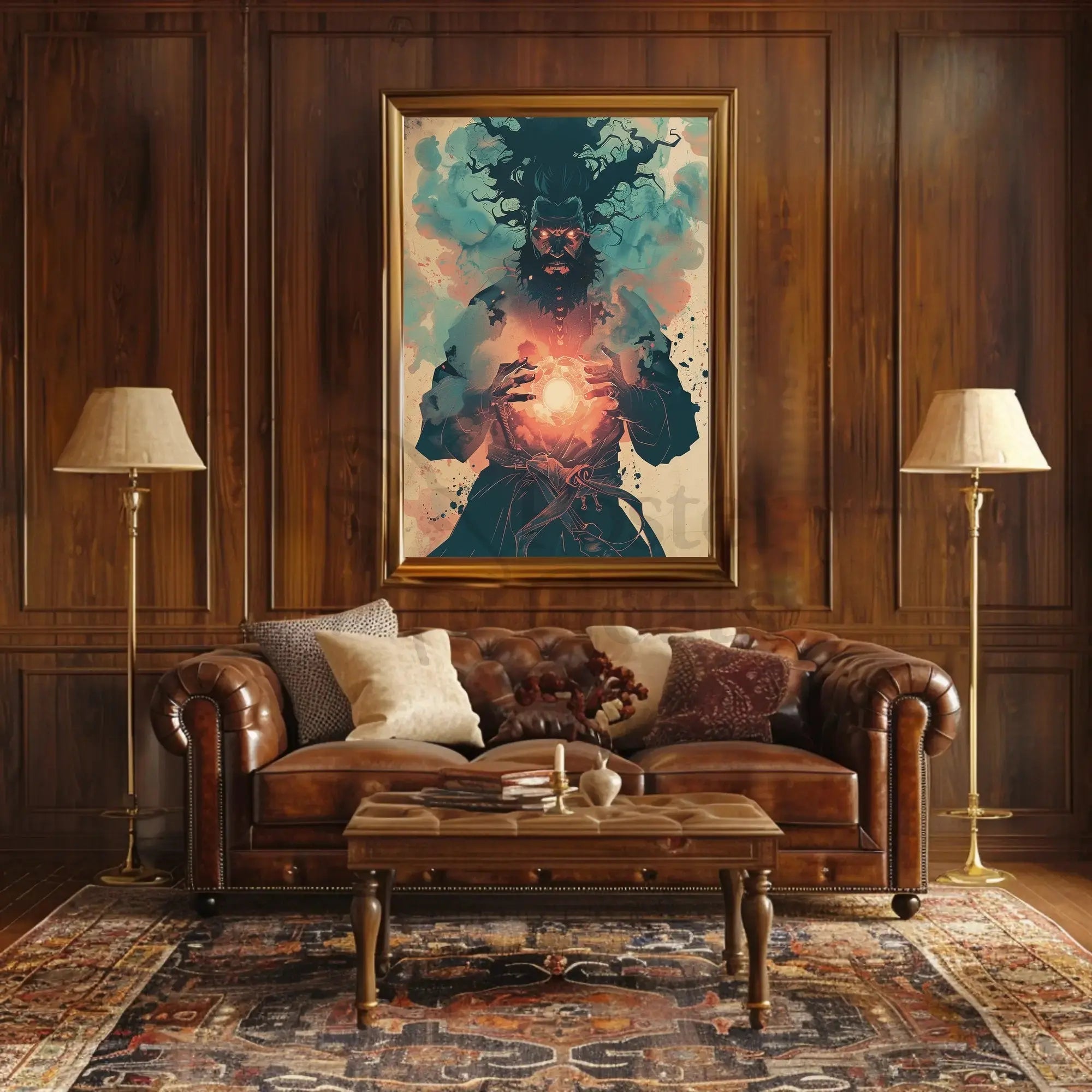 Mystical Sorcerer with Glowing Orb Fantasy Art Poster PosterGoat