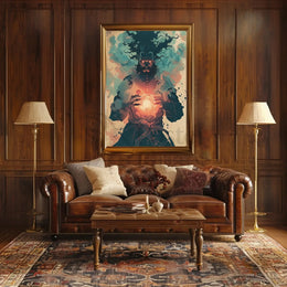 Mystical Sorcerer with Glowing Orb Fantasy Art Poster PosterGoat