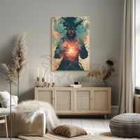Mystical Sorcerer with Glowing Orb Fantasy Art Poster PosterGoat