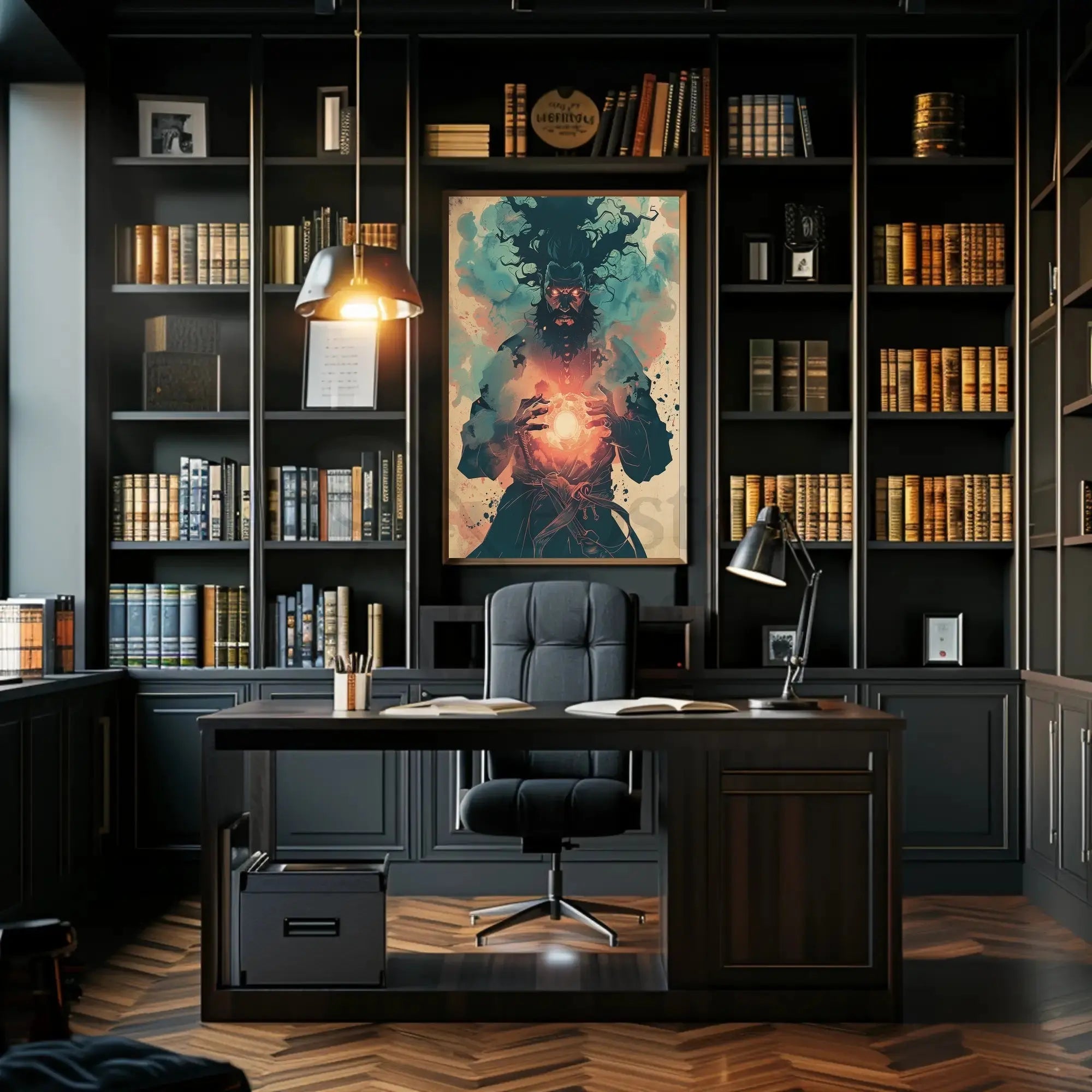 Mystical Sorcerer with Glowing Orb Fantasy Art Poster PosterGoat