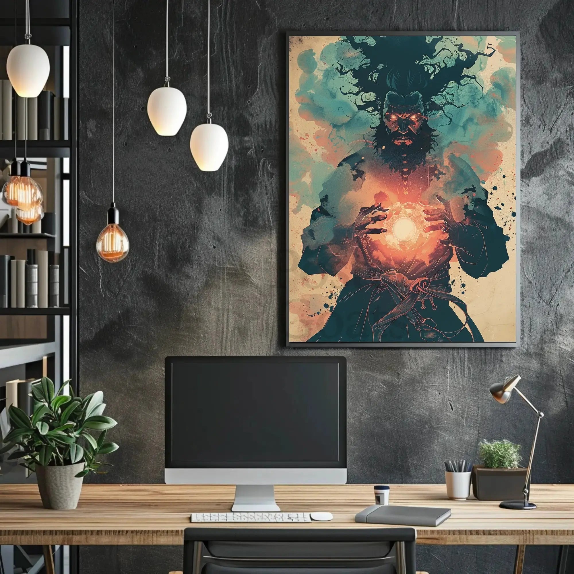 Mystical Sorcerer with Glowing Orb Fantasy Art Poster PosterGoat