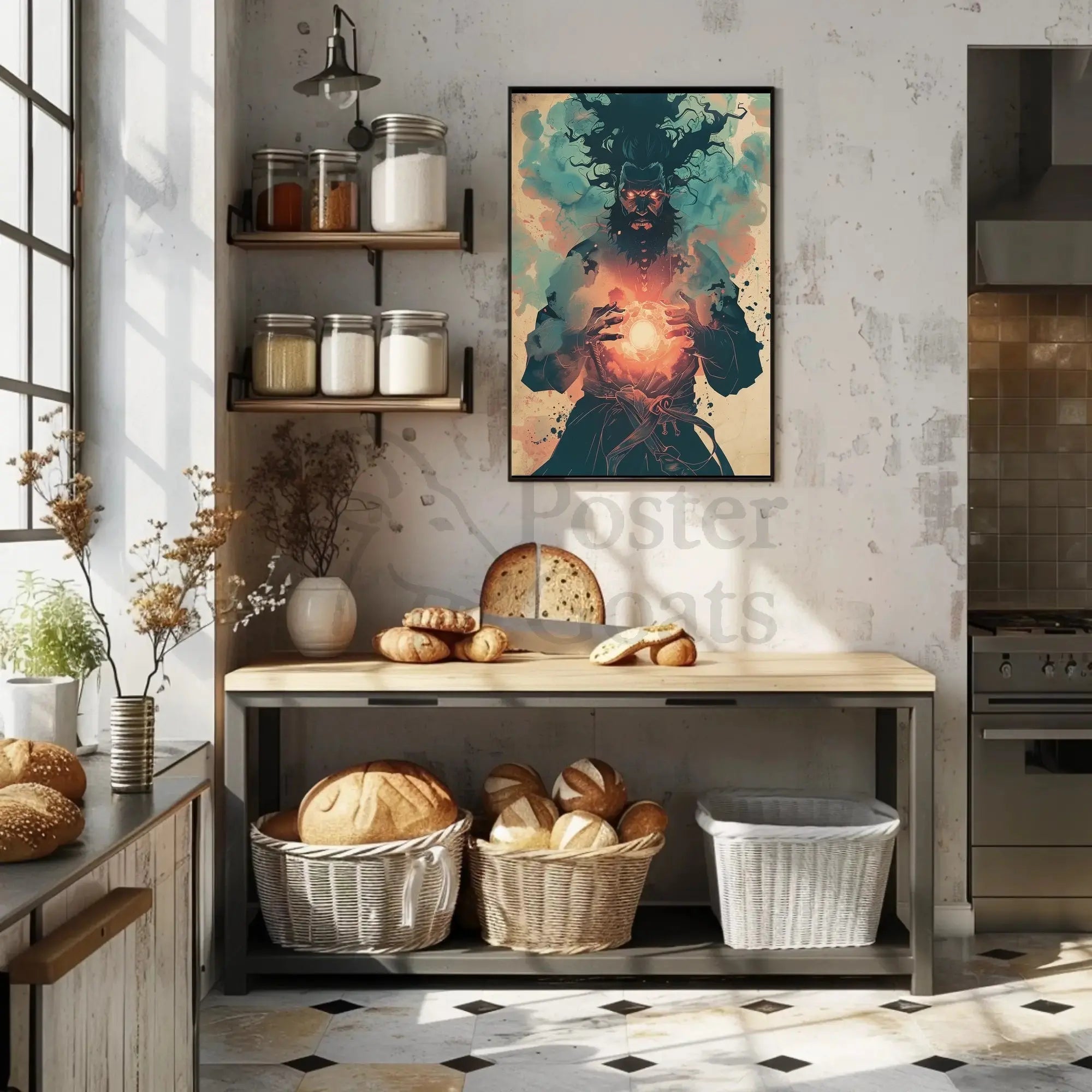 Mystical Sorcerer with Glowing Orb Fantasy Art Poster PosterGoat