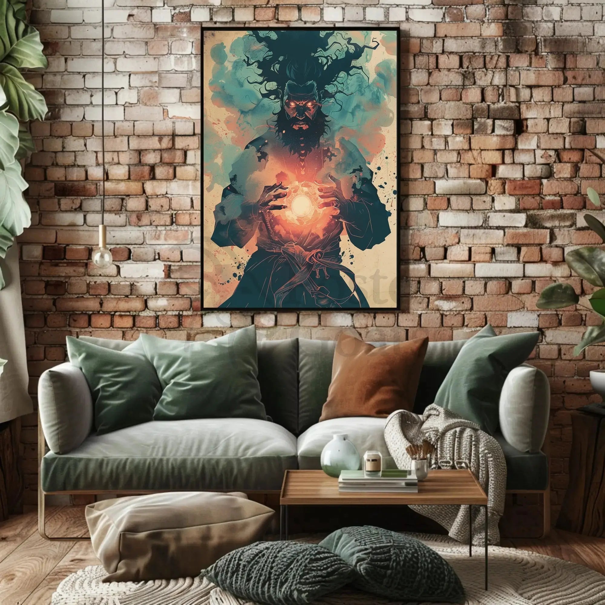 Mystical Sorcerer with Glowing Orb Fantasy Art Poster PosterGoat