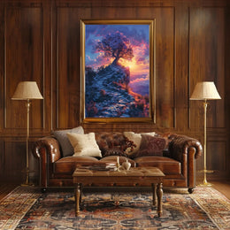 Mystical Sunset Journey Landscape Art Poster PosterGoat