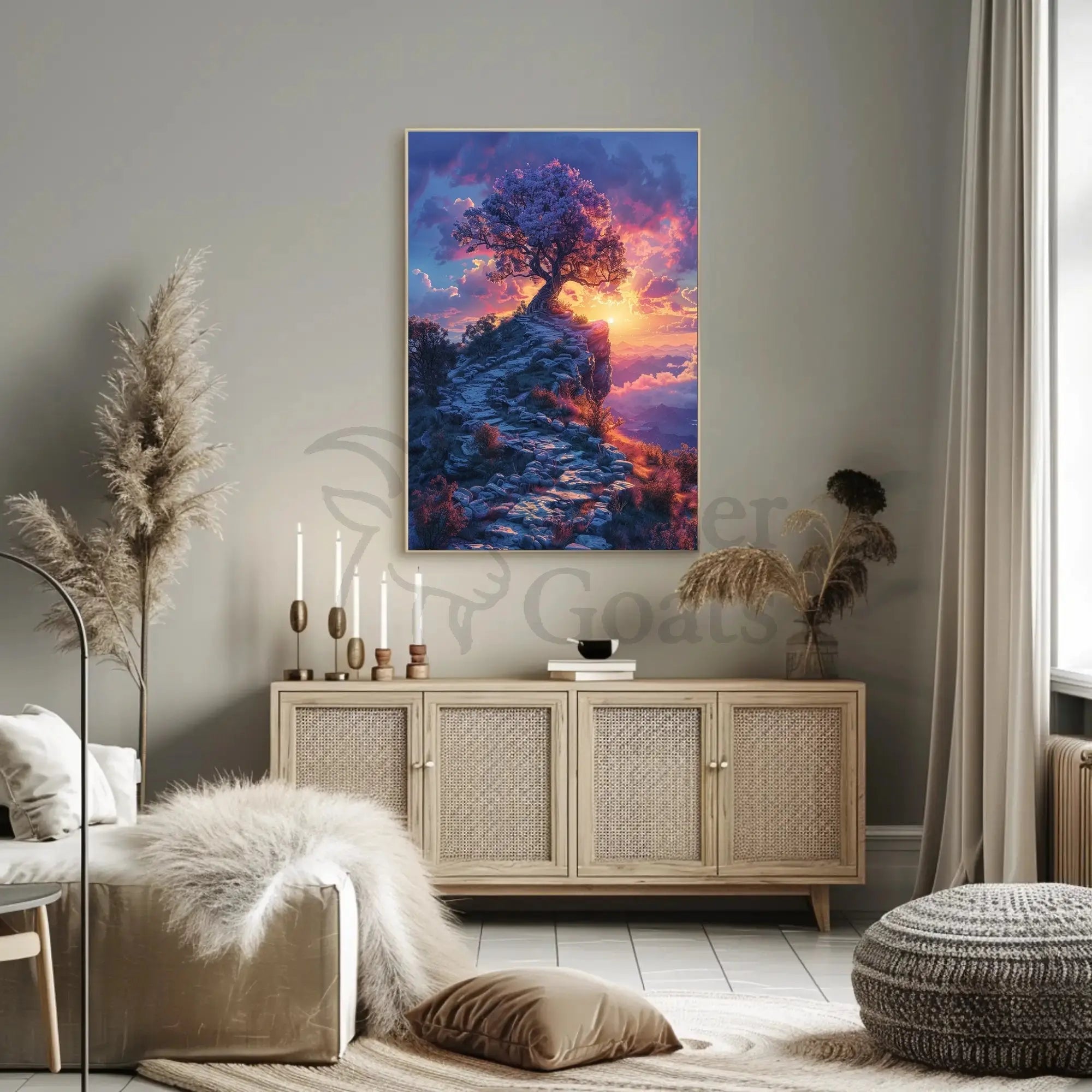 Mystical Sunset Journey Landscape Art Poster PosterGoat