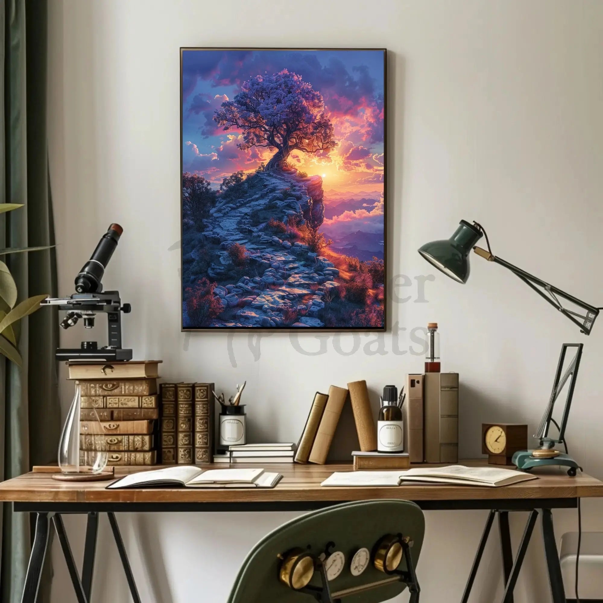 Mystical Sunset Journey Landscape Art Poster PosterGoat