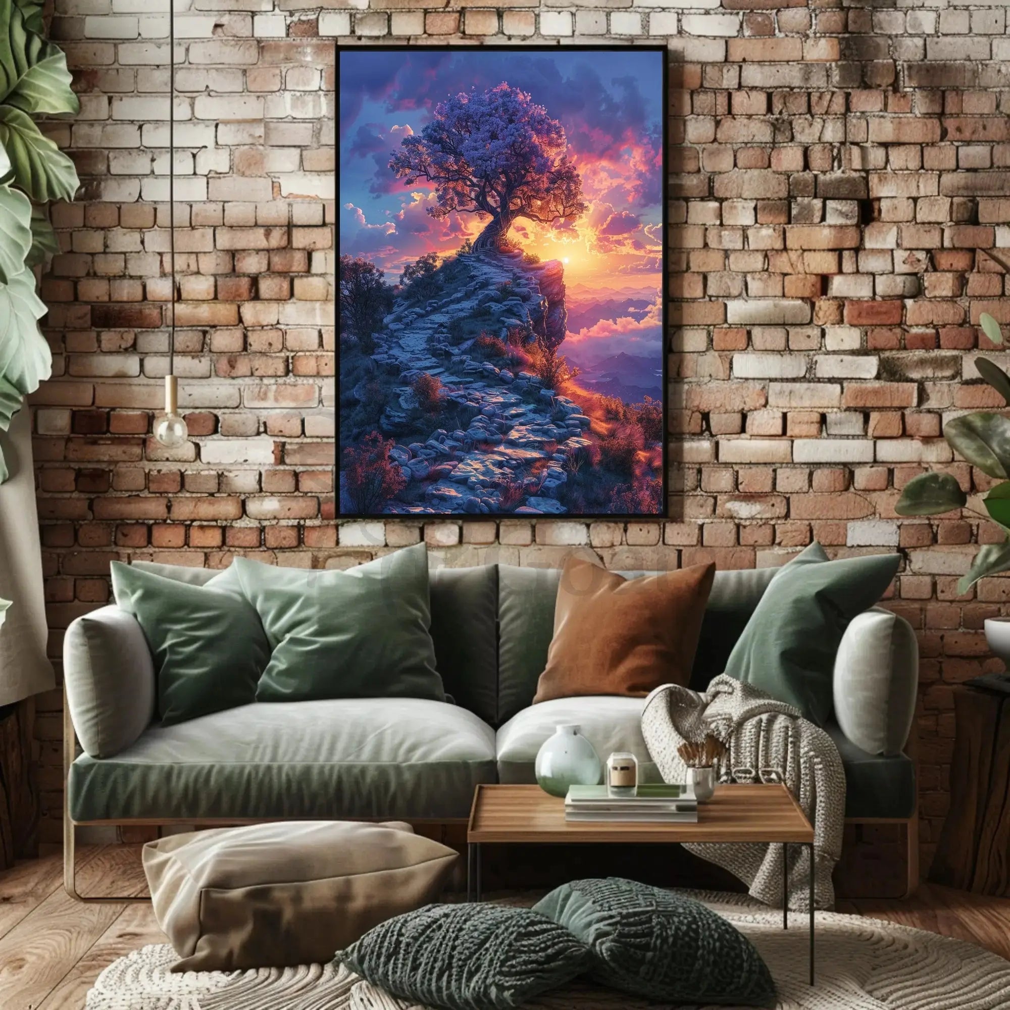Mystical Sunset Journey Landscape Art Poster PosterGoat