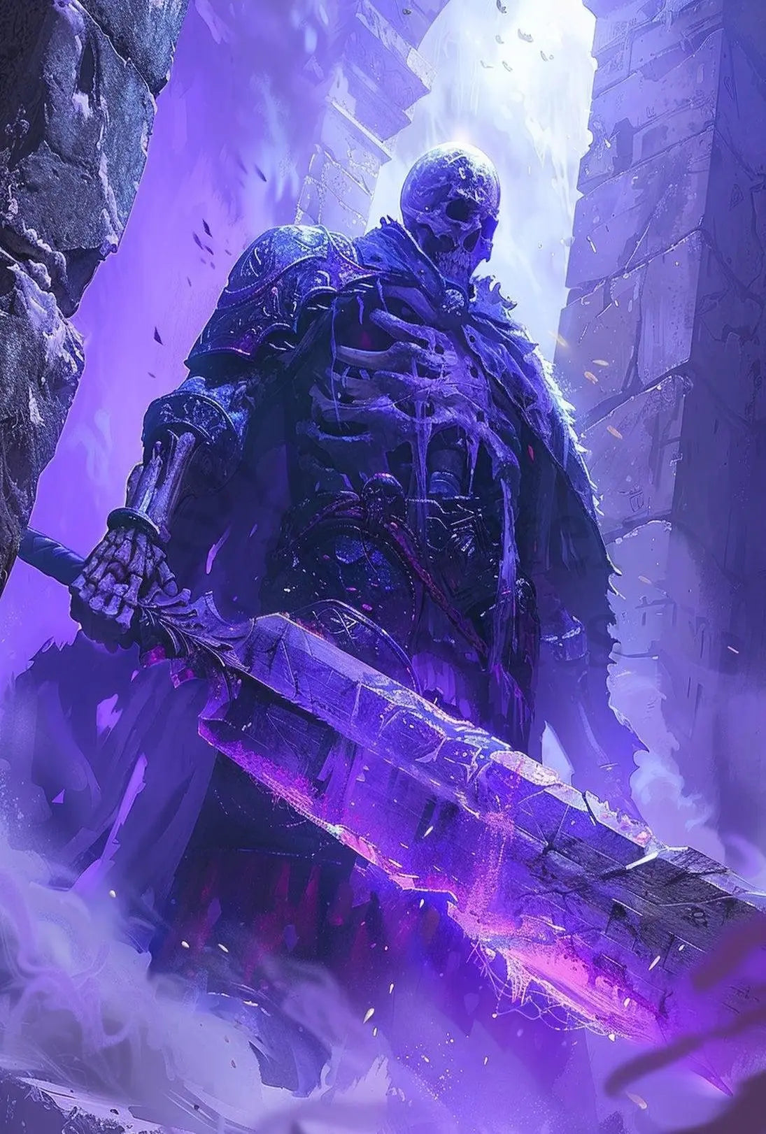Mystical Undead Warrior with Glowing Sword Artistic Poster PosterGoat