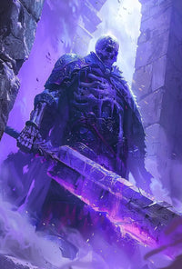 Mystical Undead Warrior with Glowing Sword Artistic Poster PosterGoat